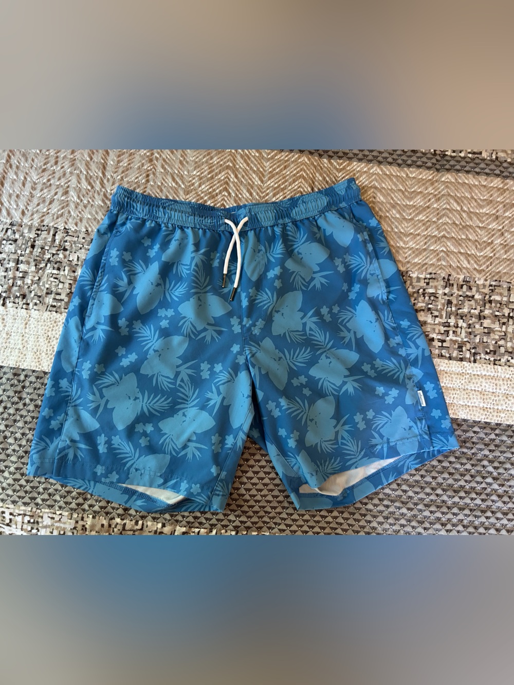 Maamgic Men's Teal Blue Tropical Swim Trunks size L
